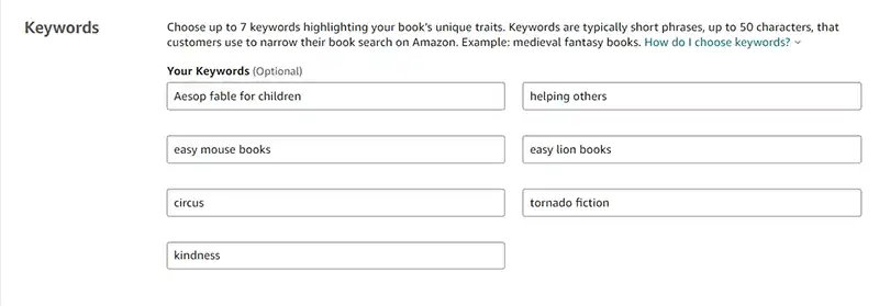 keyword selection on Amazon