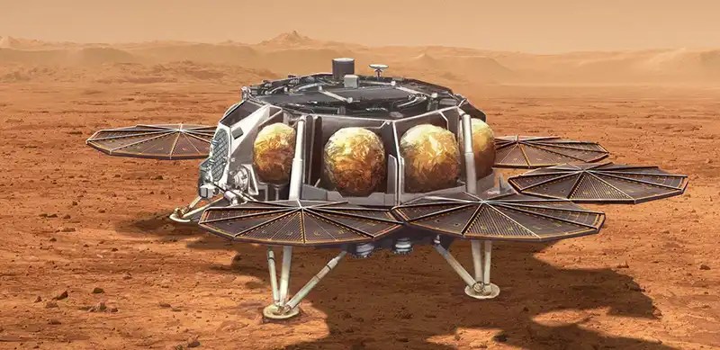 Artist concept illustration of Mars sample retrieval lander. 